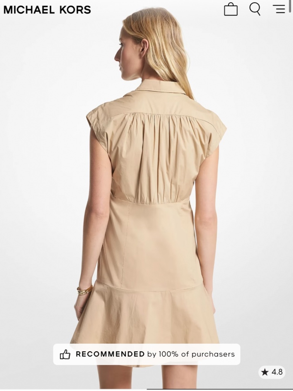 Mk khaki organic cotton poplin sleeveless dress